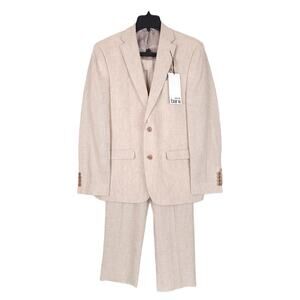 Bar III Men's Slim-Fit 100% Linen 2-Piece Suit Tan Solid 44L 36x34 NWT